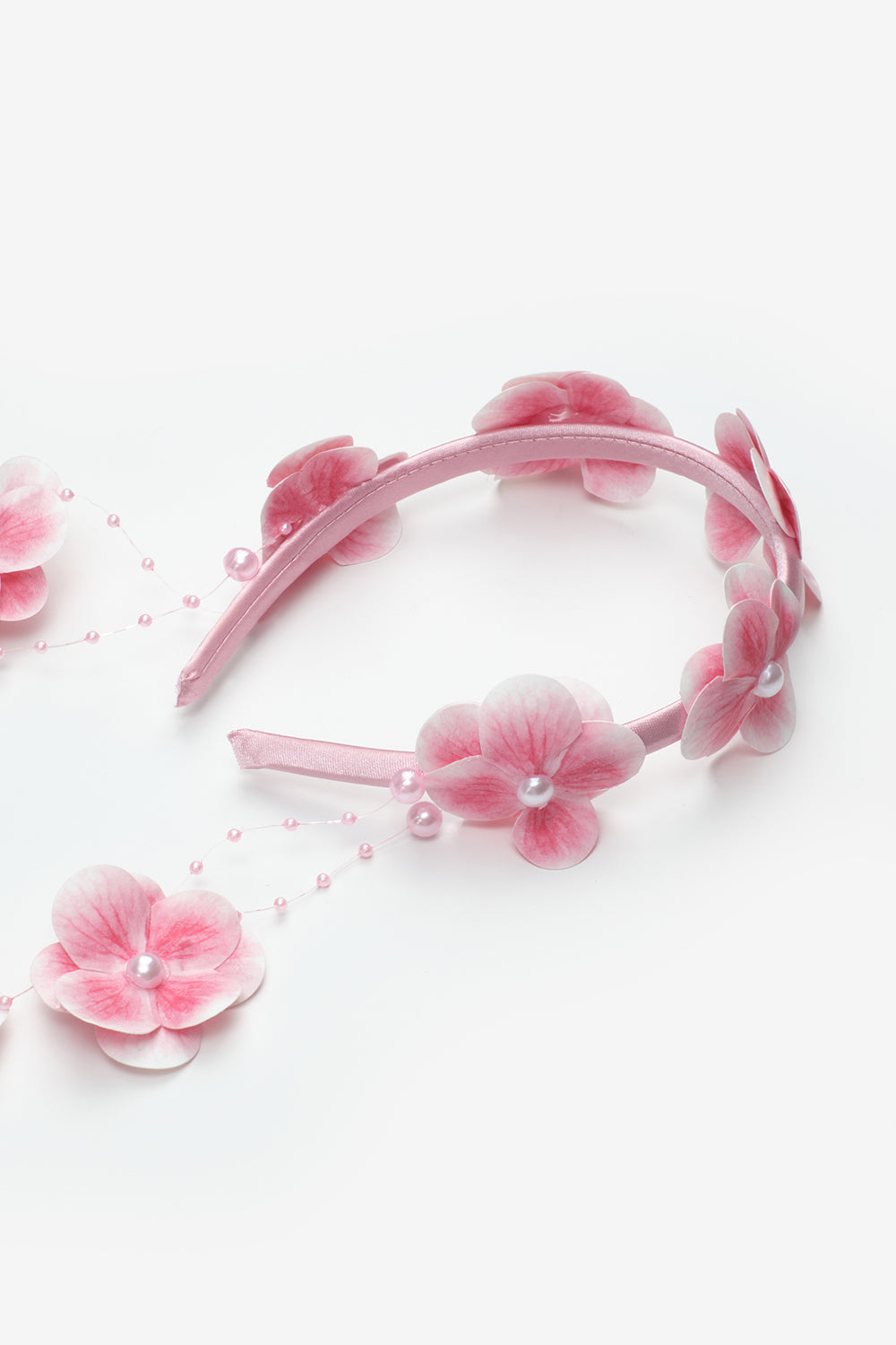 Pembe Sallantılı Orkide Detaylı Kız Çocuk Taç