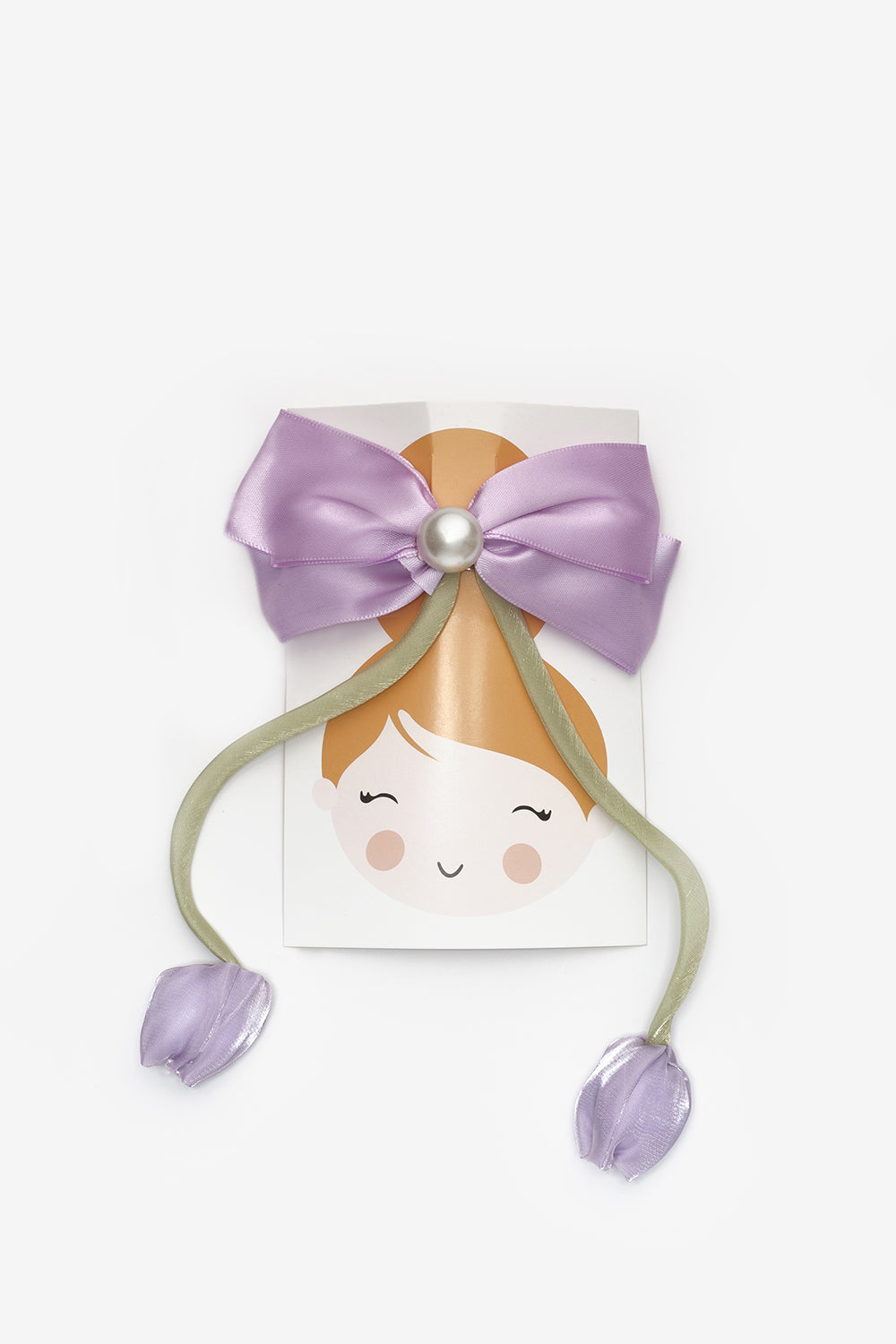 Lila  İnci Detayı Lale Figürlü Kız Çocuk Otomatik Toka