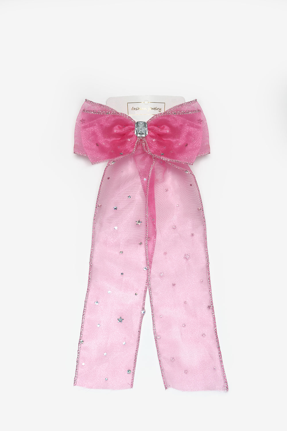 Pembe  Taş Detaylı Yıldız Desenli Kız Çocuk Otomatik Toka