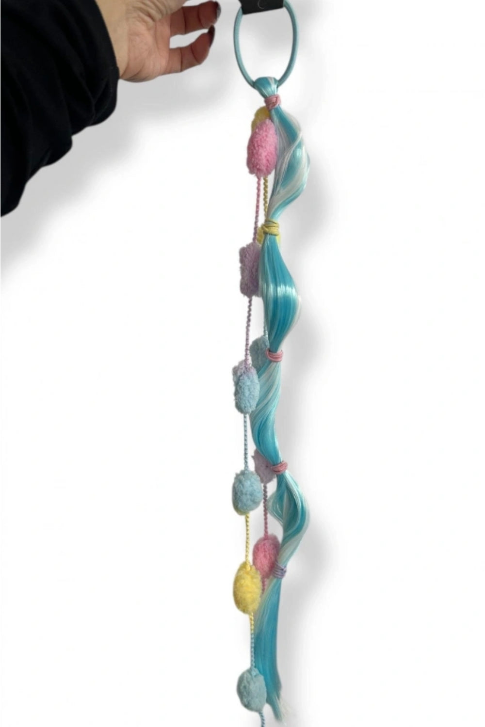 Mavi Saç Detaylı Ponpon Detaylı Kız Çocuk Lastik Toka