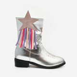 Gümüş  Yıldız ve Püskül Detaylı Kız Çocuk Kovboy Bot