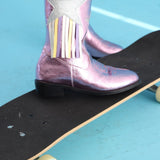 Pembe  Yıldız ve Püskül Detaylı Kız Çocuk Kovboy Bot