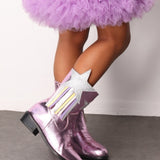 Pembe  Yıldız ve Püskül Detaylı Kız Çocuk Kovboy Bot