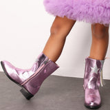 Pembe  Yıldız ve Püskül Detaylı Kız Çocuk Kovboy Bot