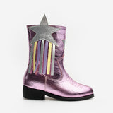 Pembe  Yıldız ve Püskül Detaylı Kız Çocuk Kovboy Bot