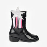 Siyah  Yıldız ve Püskül Detaylı Kız Çocuk Kovboy Bot