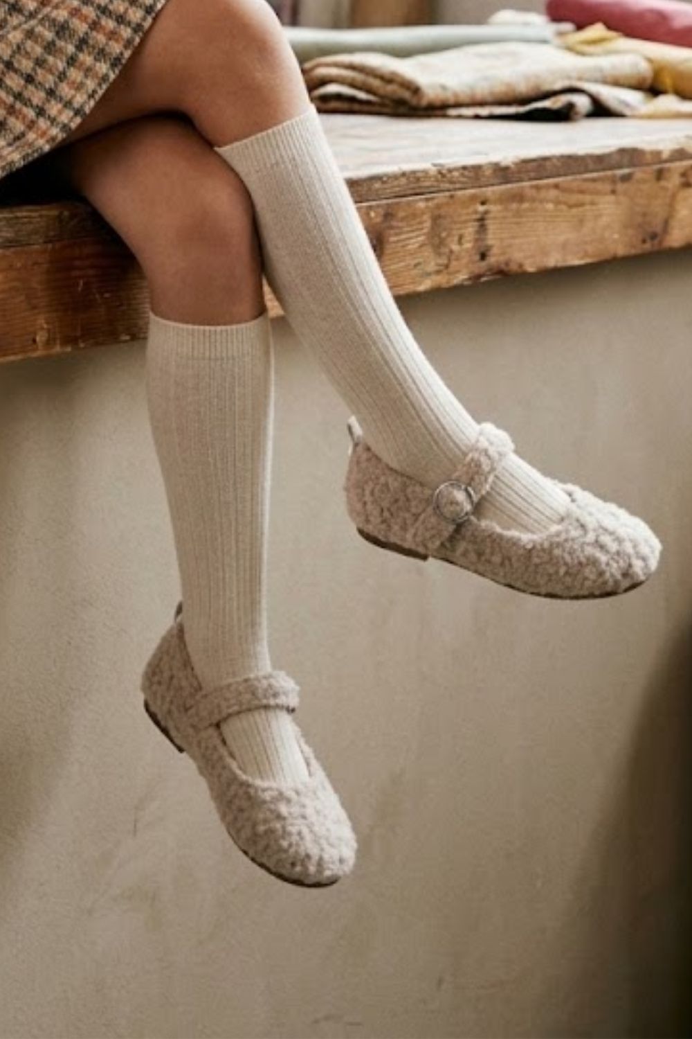 Krem  Peluş Teddy Kız Çocuk Ayakkabı