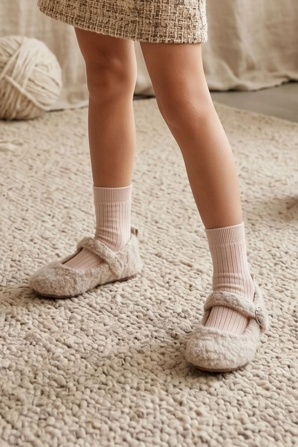 Krem  Peluş Teddy Kız Çocuk Ayakkabı