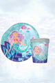 Multicolored Mermaid Themed 8-Piece Plate and Glass Set