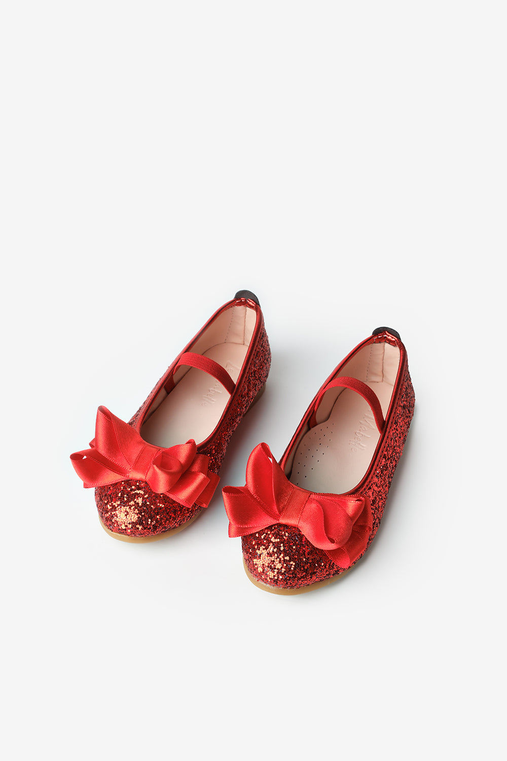 Kırmızı  Fiyonklu Simli Kız Çocuk Ayakkabı
