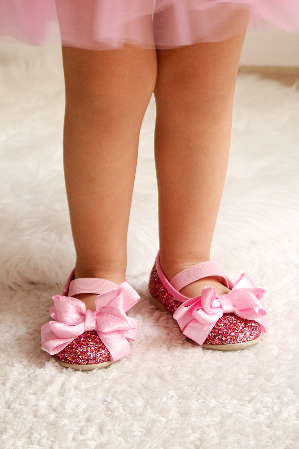 Pembe  Fiyonklu Simli Kız Çocuk Ayakkabı