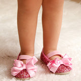 Pembe  Fiyonklu Simli Kız Çocuk Ayakkabı