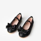 Siyah Fiyonklu Simli Kız Çocuk Ayakkabı