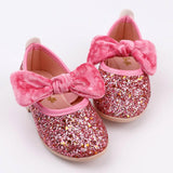 Pembe Kadife Fiyonklu Kız Çocuk Ayakkabı