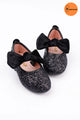 Siyah  Kadife Fiyonklu Kız Çocuk Ayakkabı