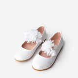 Beyaz  Tül Çiçekli Kız Çocuk Ayakkabı