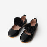 Siyah  Tül Çiçekli Kız Çocuk Ayakkabı