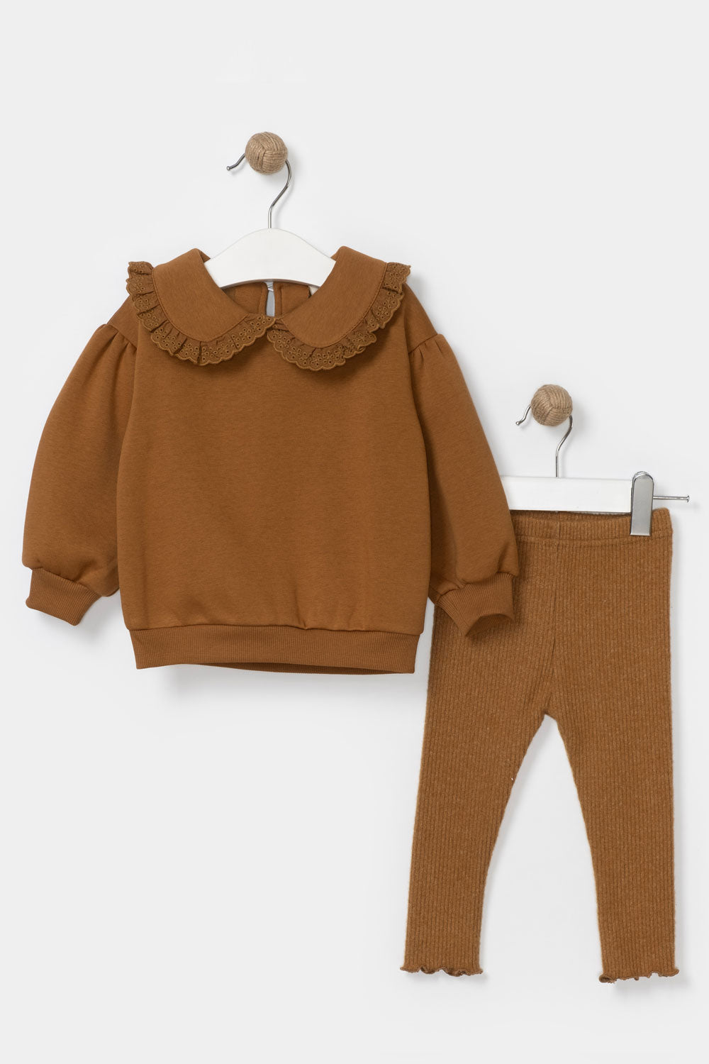 Taba  Bebe Yaka Detaylı Kız Bebek Eşofman Takımı - Leticia