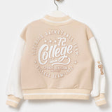 Krem  College Baskılı Kız Çocuk Bomber Ceket - Luna
