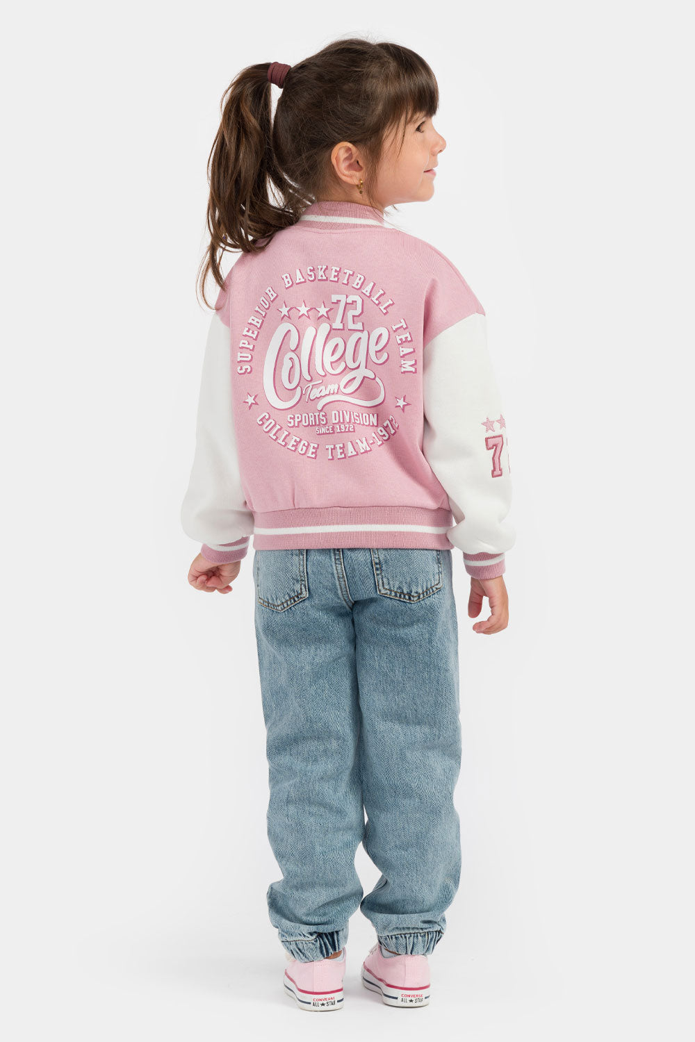 Pembe  College Baskılı Kız Çocuk Bomber Ceket - Luna