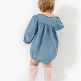 Mavi Çorap ve Aksesuarlı Kız Bebek Romper - Randi