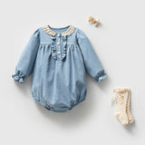 Mavi Çorap ve Aksesuarlı Kız Bebek Romper - Randi