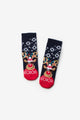 Navy Blue Deer Patterned Girls' New Year's Socks
