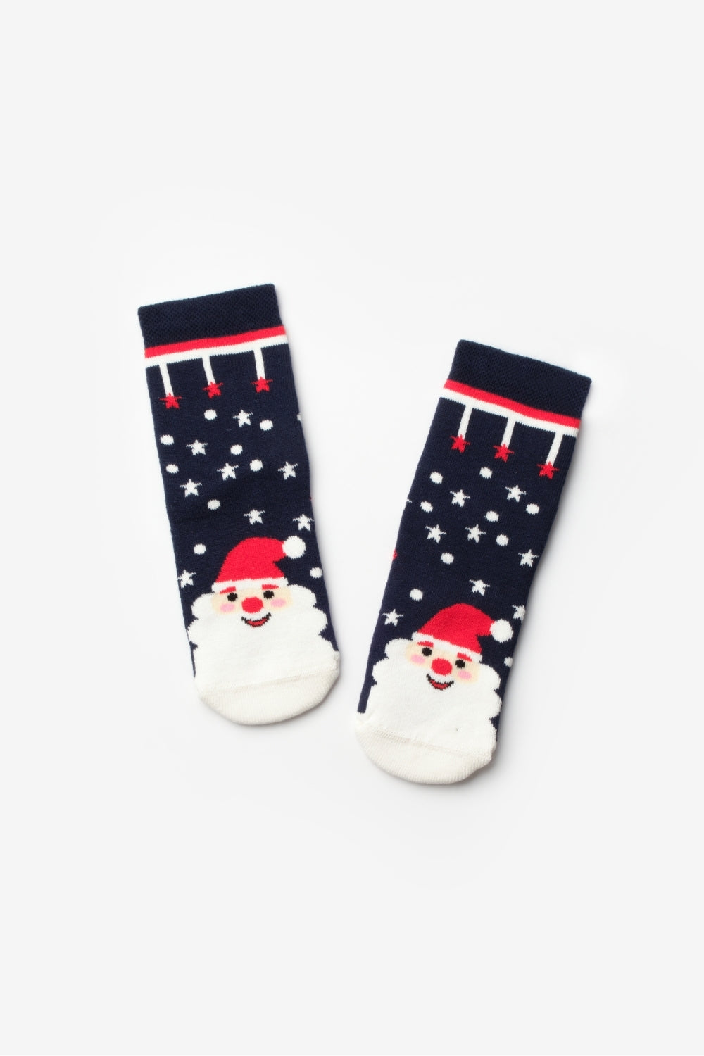 Lacivert  Noel Baba Desenli Kız Çocuk Yılbaşı Çorap
