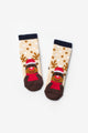 Beige Polka Dot Deer Patterned Girls' New Year's Socks