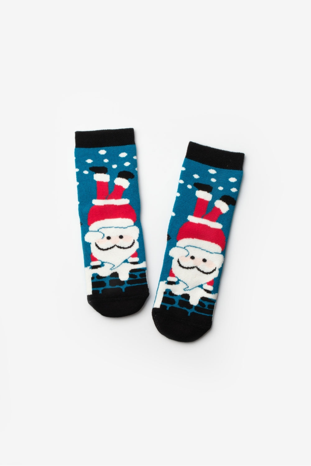 Mavi  Noel Baba Desenli Kız Çocuk Yılbaşı Çorap