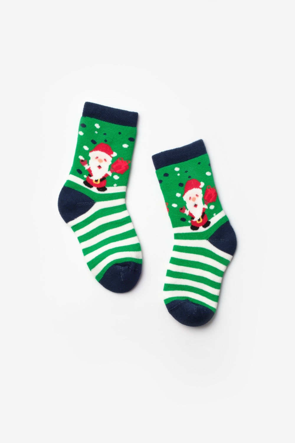 Yeşil  Noel Baba Desenli Kız Çocuk Yılbaşı Çorap