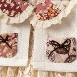 Ekru Çiçek Yakalı Hırkalı Kız Çocuk Elbise Set - Fiona