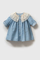 Mavi  Dantel Yakalı Kız Bebek Kot Elbise - Rowena