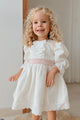 Ecru Vintage Girl's Dress with Pearls - Joana