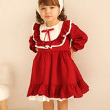 Bordo  Vintage Kız Çocuk Elbise - Silvia