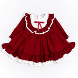Bordo  Vintage Kız Çocuk Elbise - Silvia