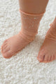 Salmon Small Glitter Detailed Girls' Tulle Socks