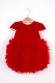 Red Short Sleeve Tutu Baby Princess Dress - Lina