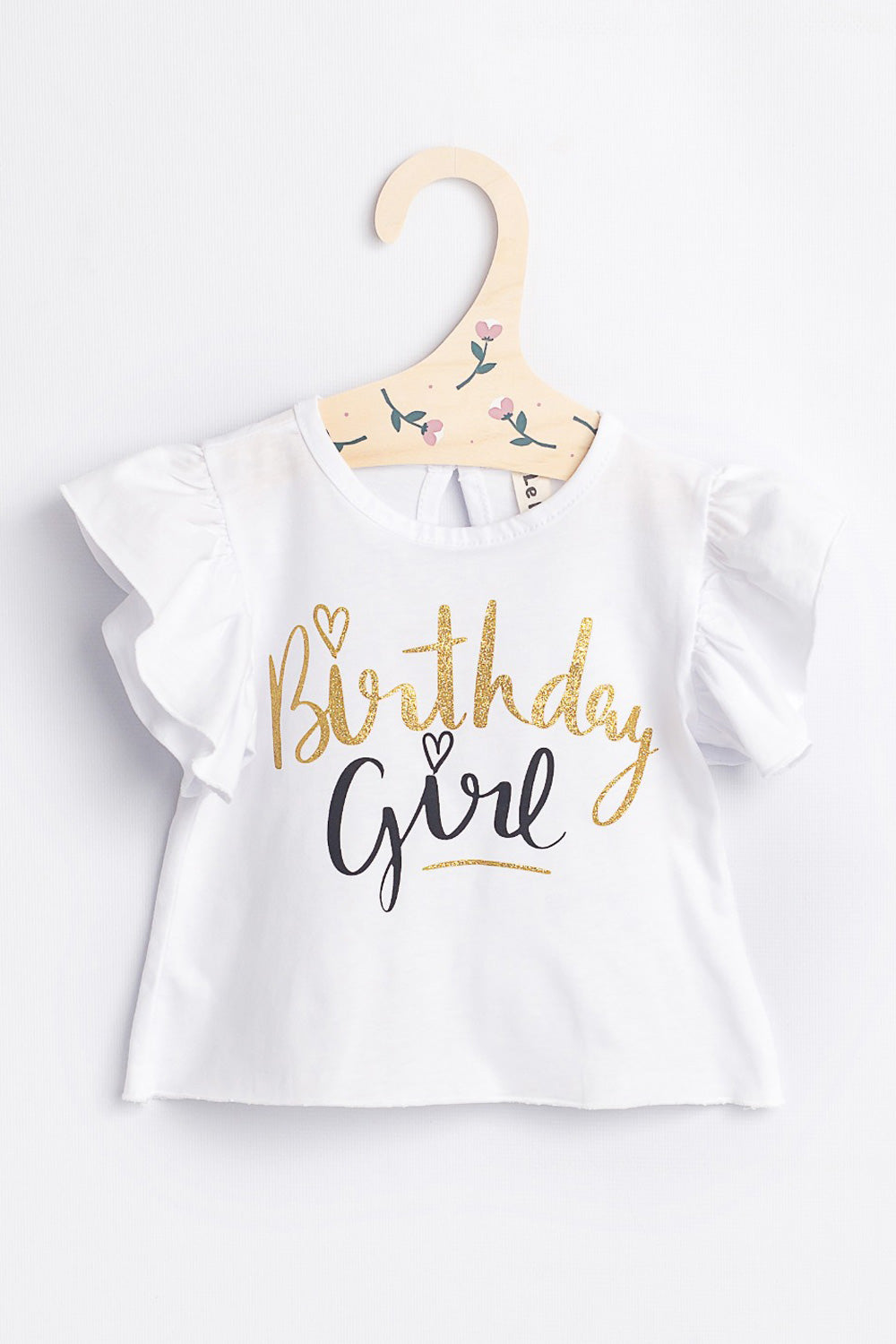 Beyaz  Kısa Kollu Birthday Girl Kız Çocuk Tişört