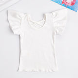 Ekru Arkası Çapraz Biyeli Kız Çocuk Tişört - Julie