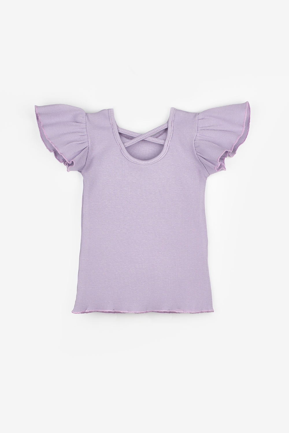 Lila Arkası Çapraz Biyeli Kız Çocuk Tişört - Julie