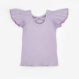 Lila Arkası Çapraz Biyeli Kız Çocuk Tişört - Julie