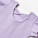 Lila Arkası Çapraz Biyeli Kız Çocuk Tişört - Julie