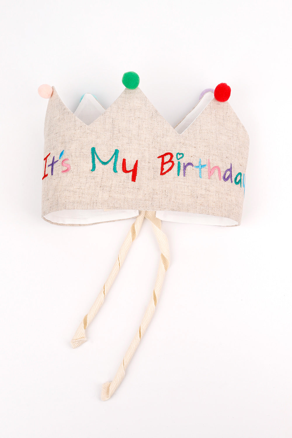 Bej  Ponponlu Its My Birthday Yazılı Saç Bandı