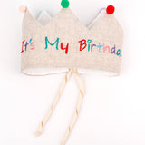 Bej  Ponponlu Its My Birthday Yazılı Saç Bandı