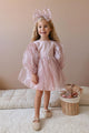 Powder Long Sleeve Organza Girl's Party Dress - Sage