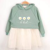 Mint  Papatya Desenli Kapüşonlu Sweat Elbise Takım - Fleur