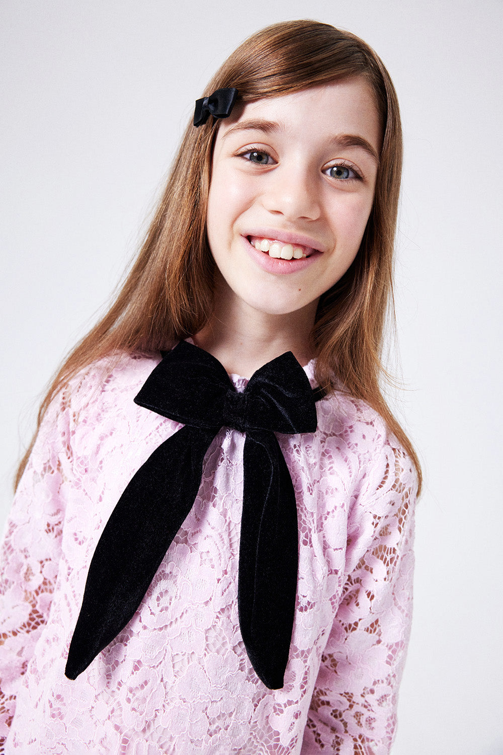 Pembe  Güpür Fiyonklu Kız Çocuk Elbise - Bessie