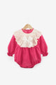 Fuchsia Scallop Collar Linen Baby Girl Romper - Tallis