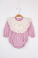 Lilac Scallop Collar Linen Baby Girl Romper - Tallis